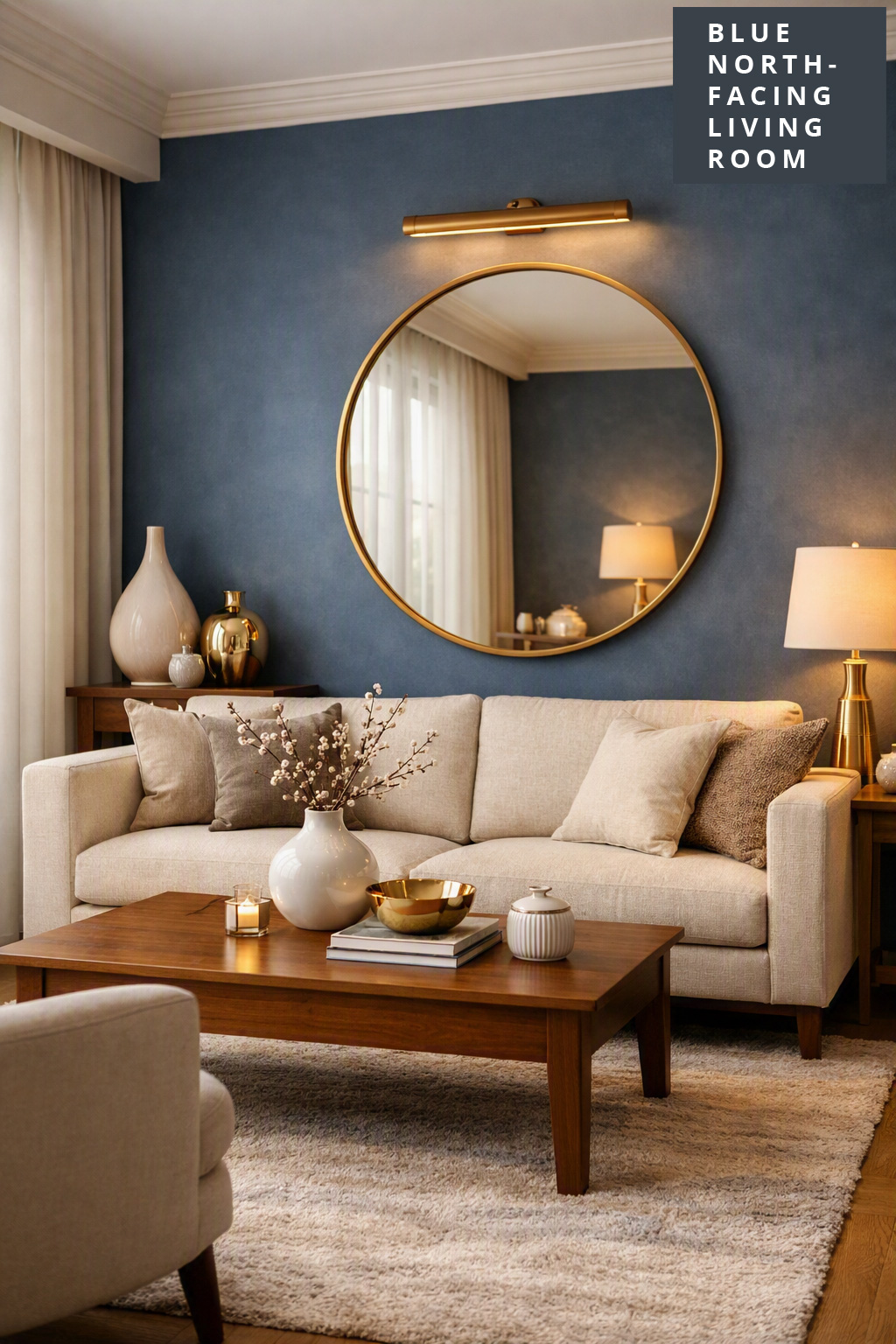 Blue North Facing Living Room Decor Idea 7 Slate Blue Feature Wall