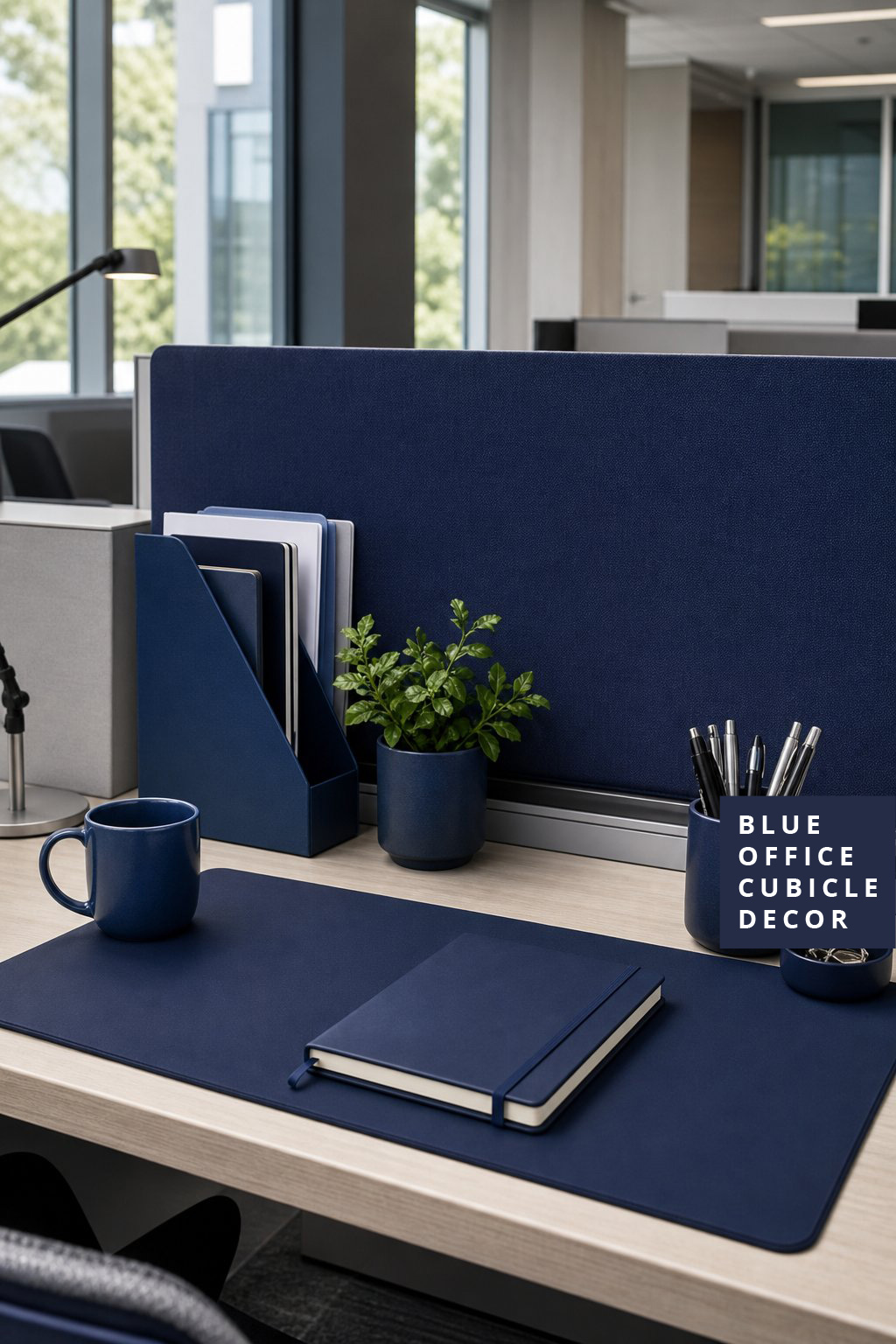 Blue Office Cubicle Decor Idea 1 Navy Desk Accessories