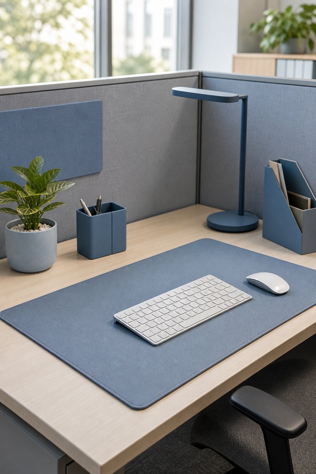 Blue Office Cubicle Decor Idea 3 Dusty Blue Desk Mat
