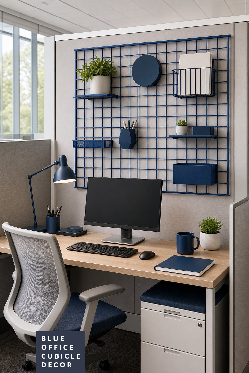 Blue Office Cubicle Decor Idea 4 Cobalt Blue Wall Grid