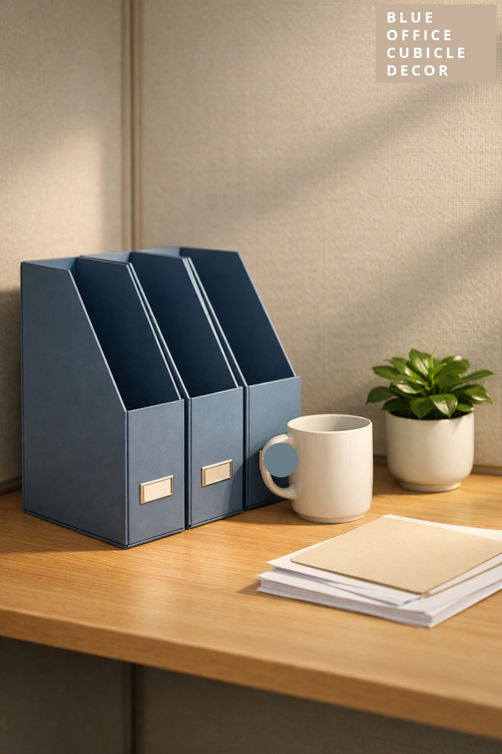 Blue Office Cubicle Decor Idea 6 Steel Blue File Holders