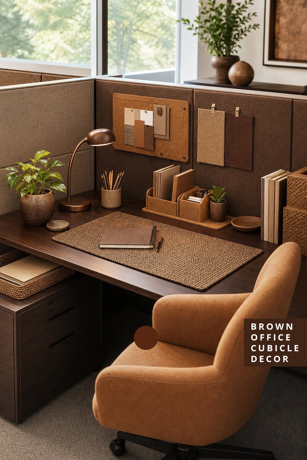 Brown Office Cubicle Decor Idea 2 Soft Textures