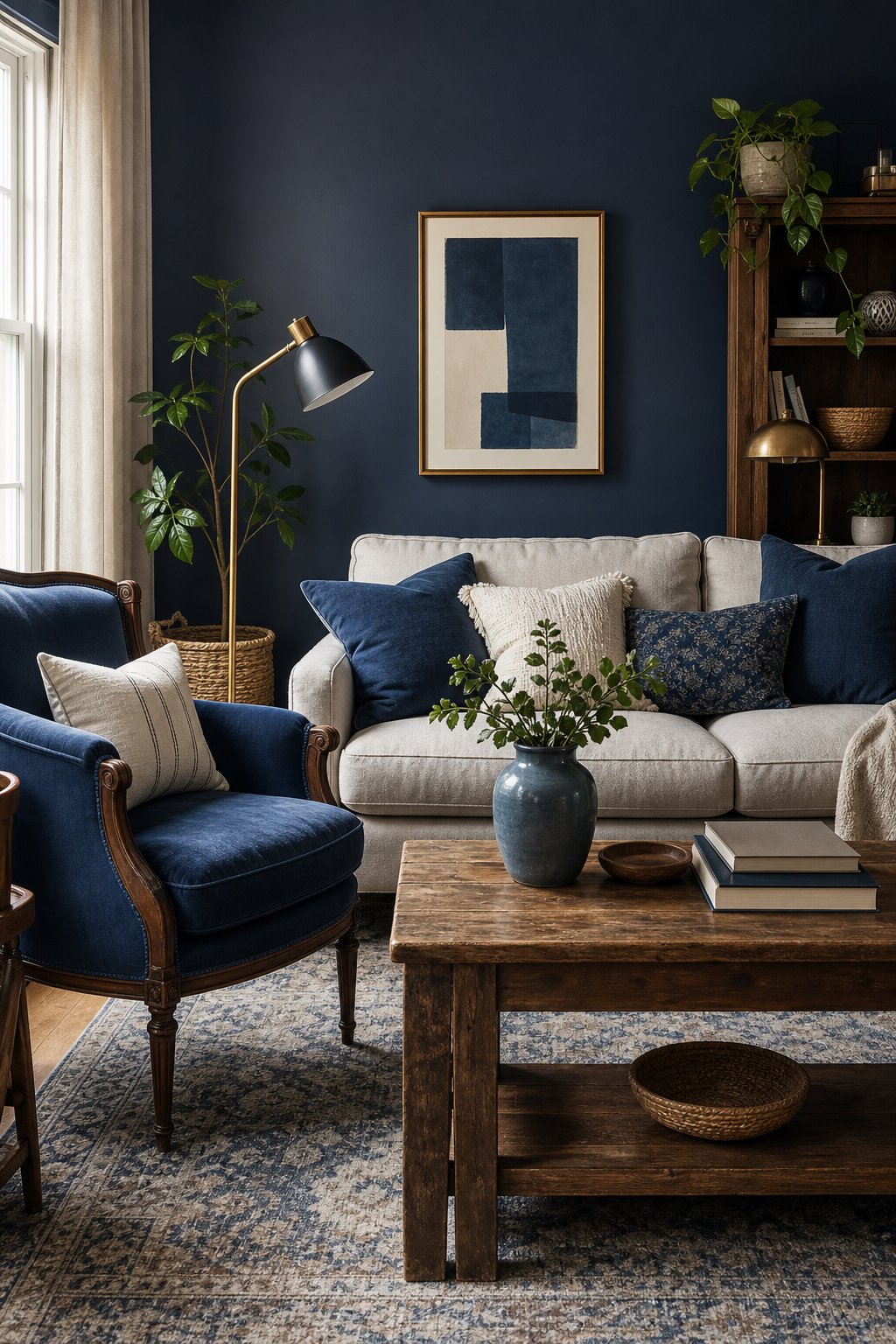 Budget Blue Living Room Decor Ideas 3 Midnight Blue Art