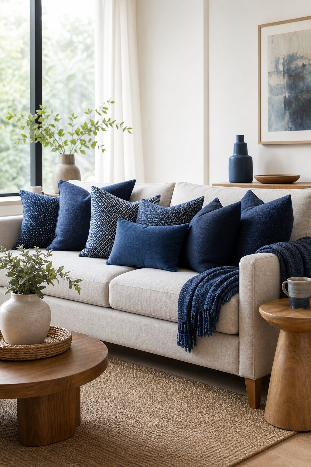 Budget Blue Living Room Decor Ideas 5 Indigo Throw Pillows