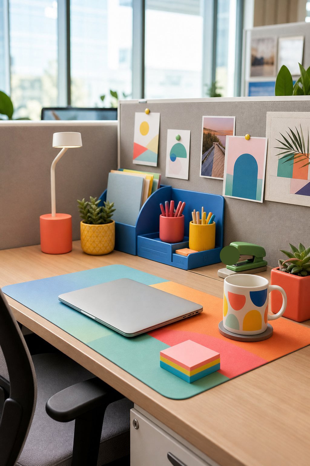 Colorful Office Cubicle Decor Idea 1 Desk Accessories