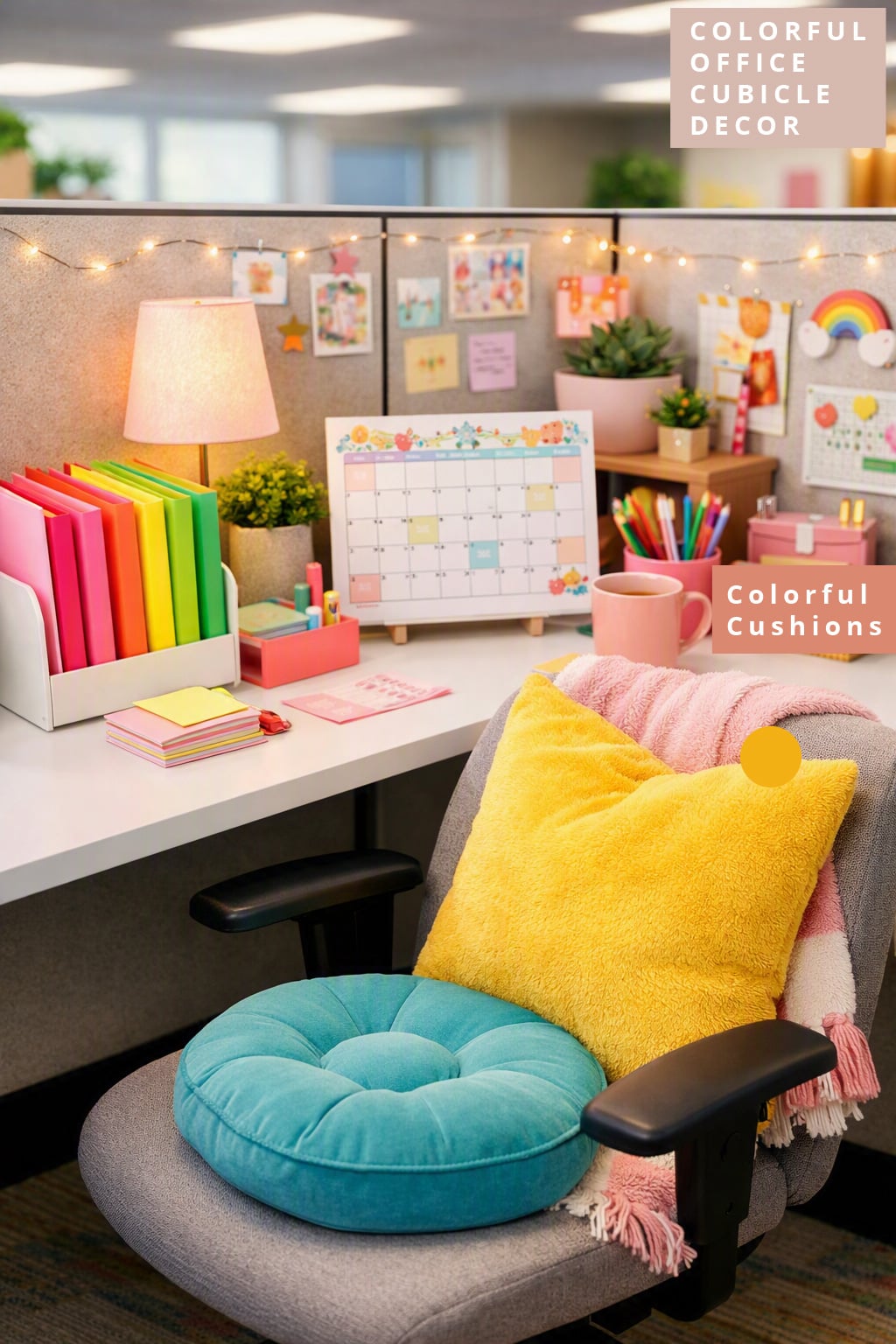 Colorful Office Cubicle Decor Idea 12 Cushions