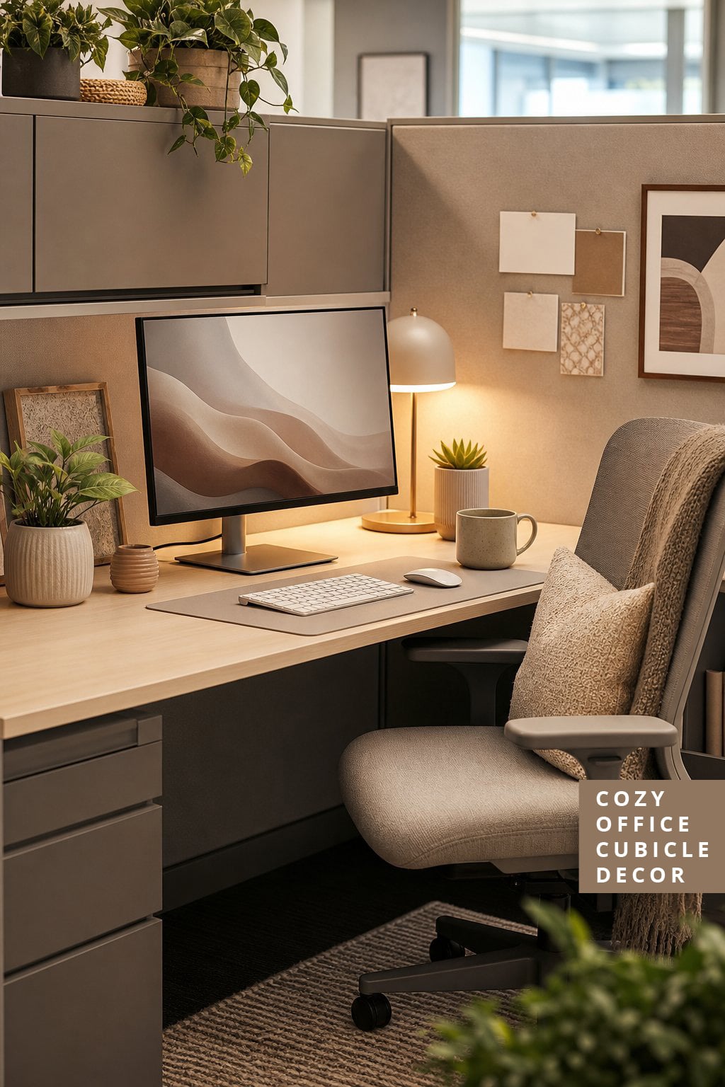 Cozy Office Cubicle Decor Idea 3 Neutral Color Palettes