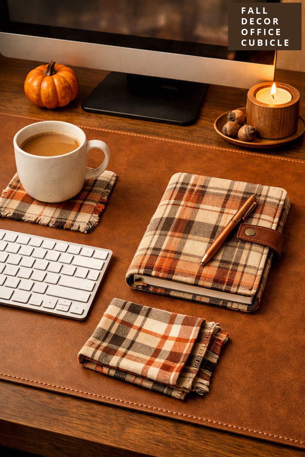 Fall Office Cubicle Decor Idea 12 Soft Plaid Details