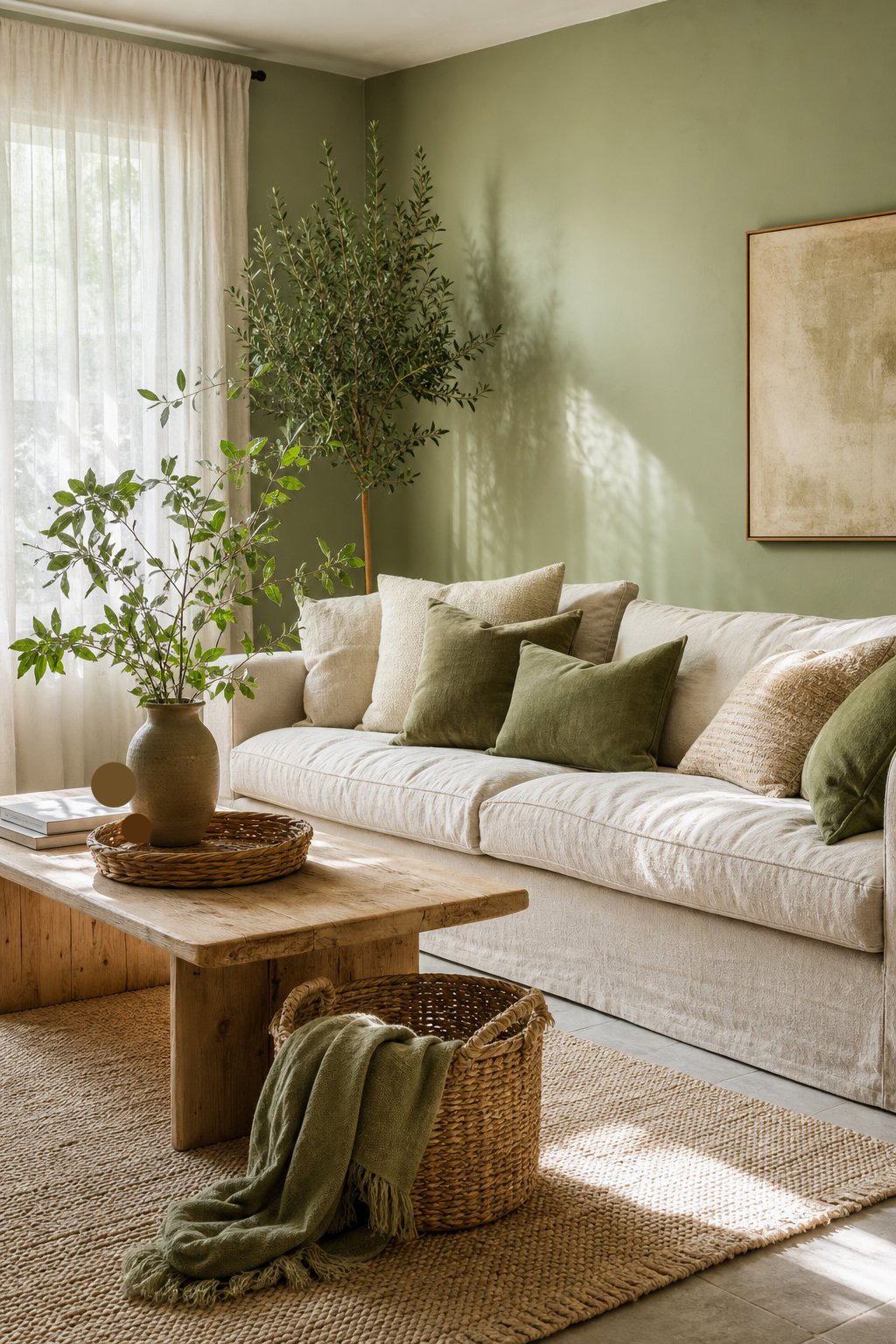 Green Living Room Idea with Natural Materials 8 Linen Textures