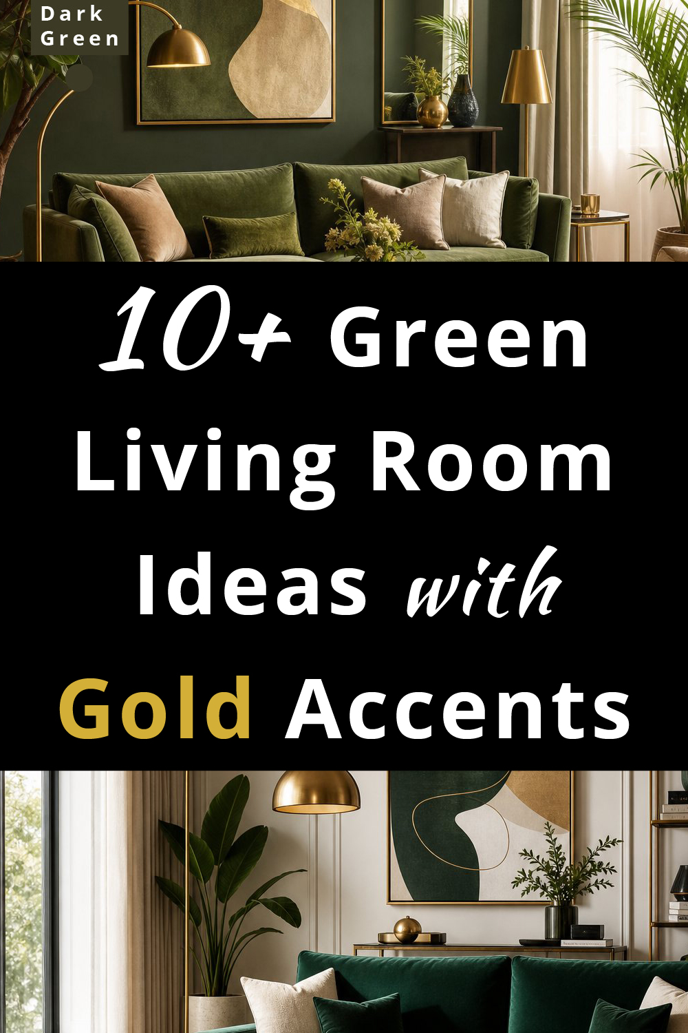 Green Living Room Ideas with Gold Accents p 1