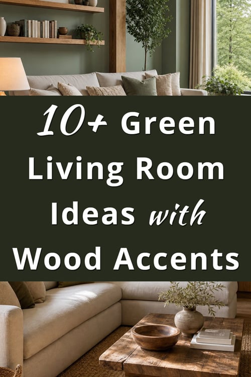 Green Living Room Ideas with Wood Accents