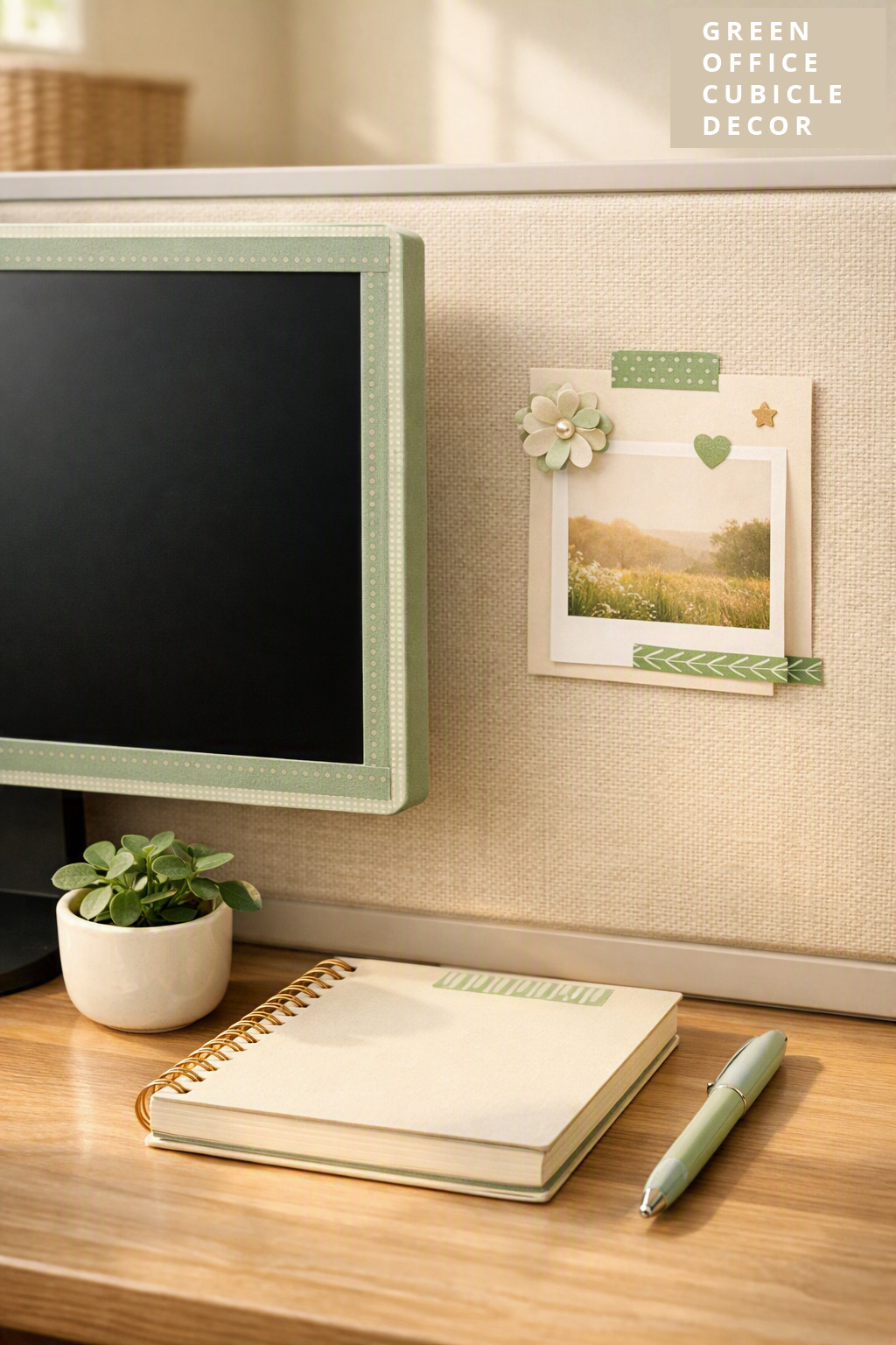 Green Office Cubicle Decor Idea 10 Washi Tape Details