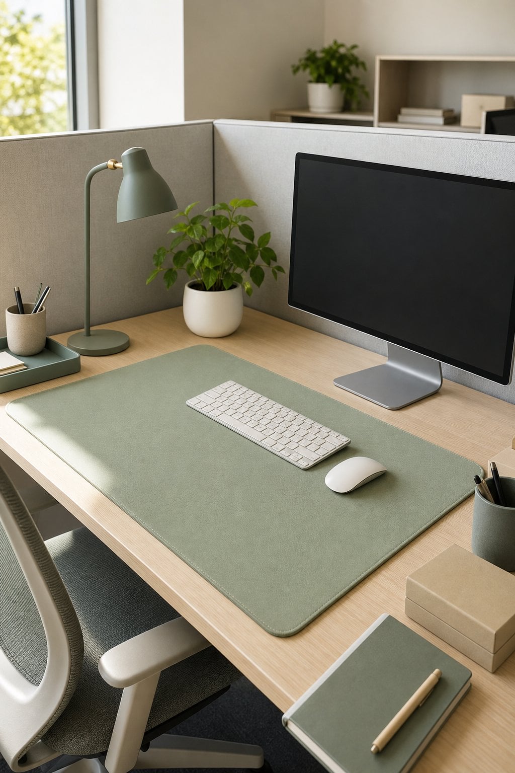 Green Office Cubicle Decor Idea 3 Soft Green Desk Mat