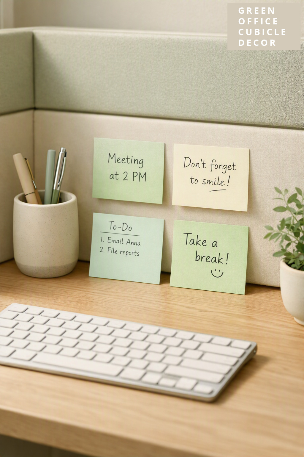 Green Office Cubicle Decor Idea 6 Fresh Green Sticky Notes