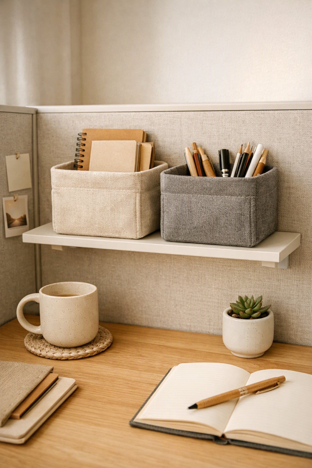 Hygge Office Cubicle Decor Idea 9 Fabric Bins