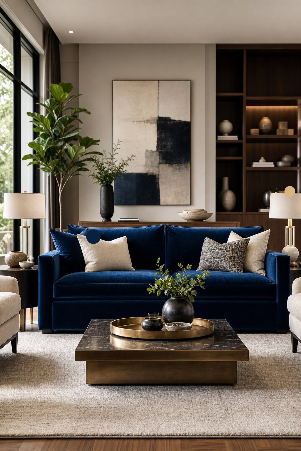 Luxury Blue Living Room Decor Idea 1 Velvet Sofa