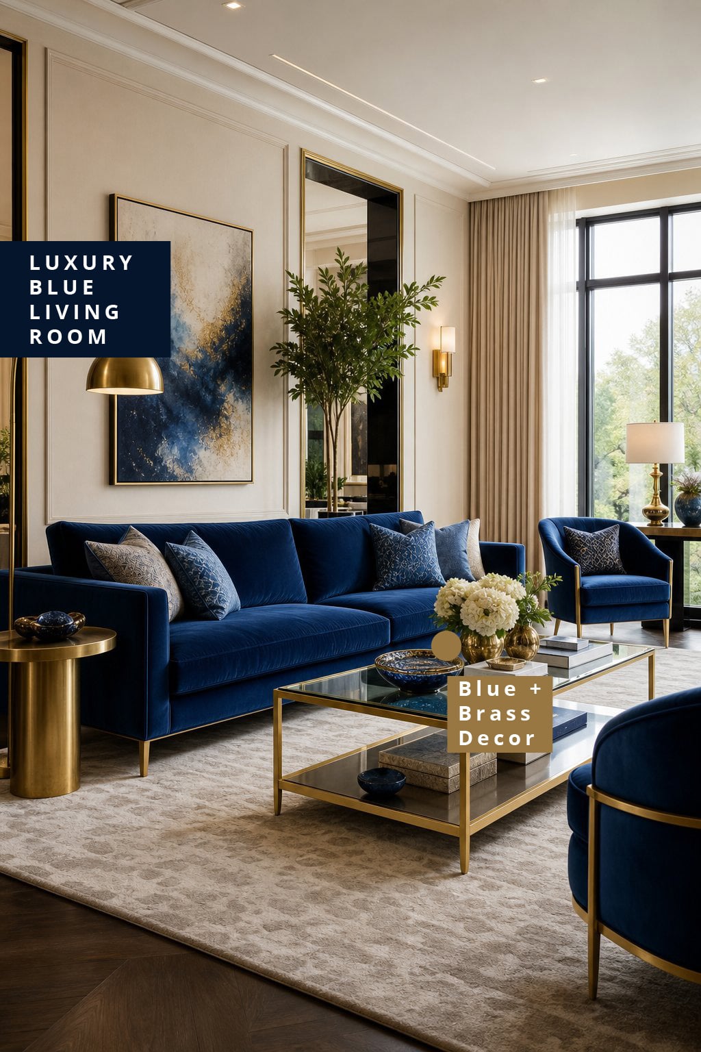 Luxury Blue Living Room Decor Idea 2 Brass Decor