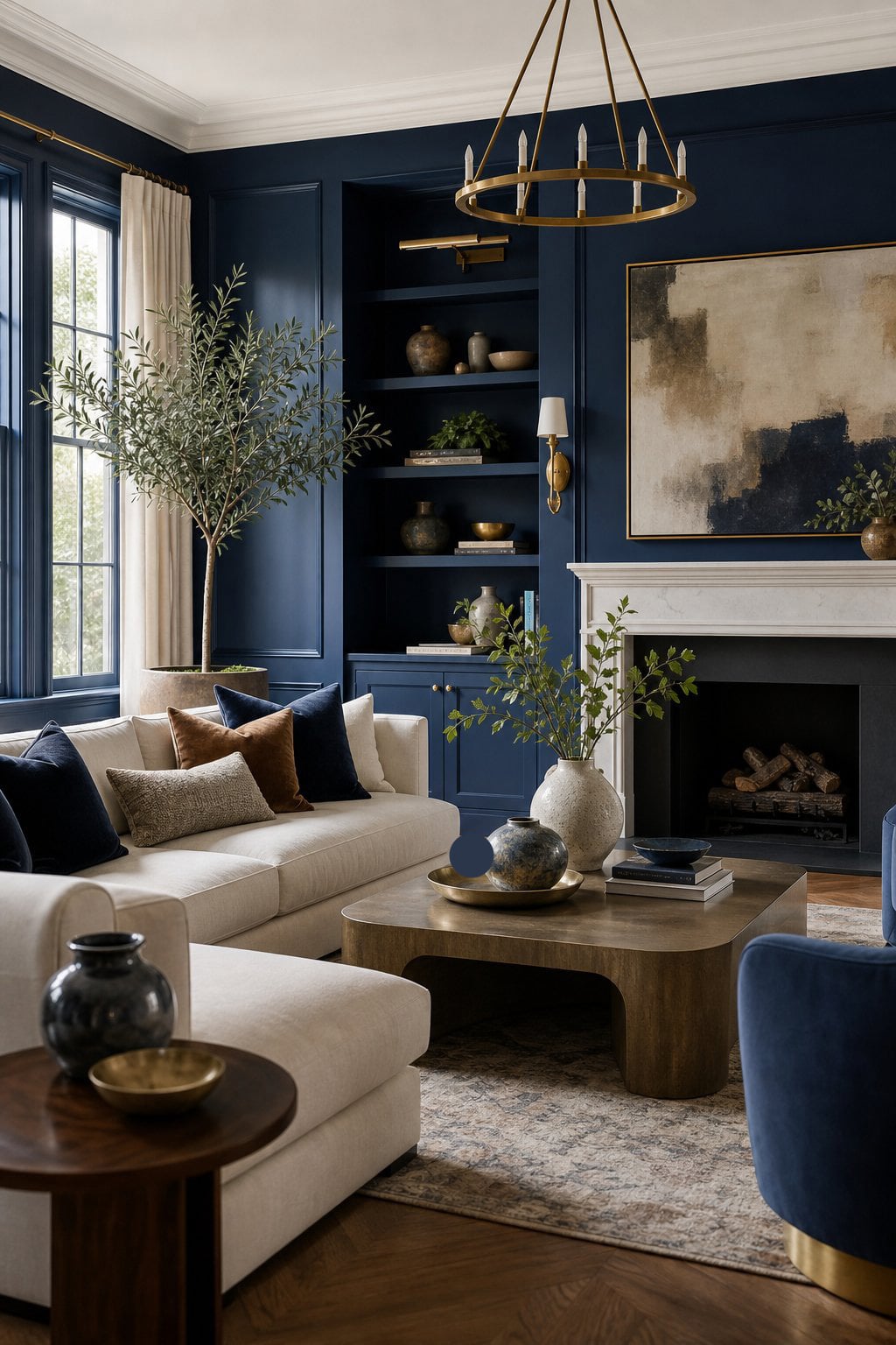 Luxury Blue Living Room Decor Idea 3 Deep Navy Walls