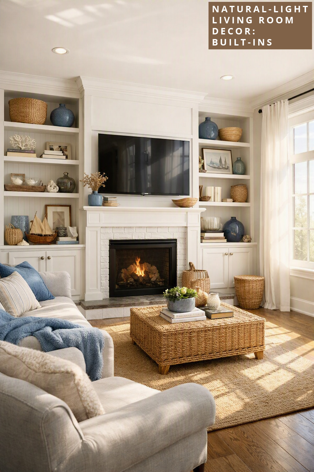 Natural Light Living Room Decor Built Ins