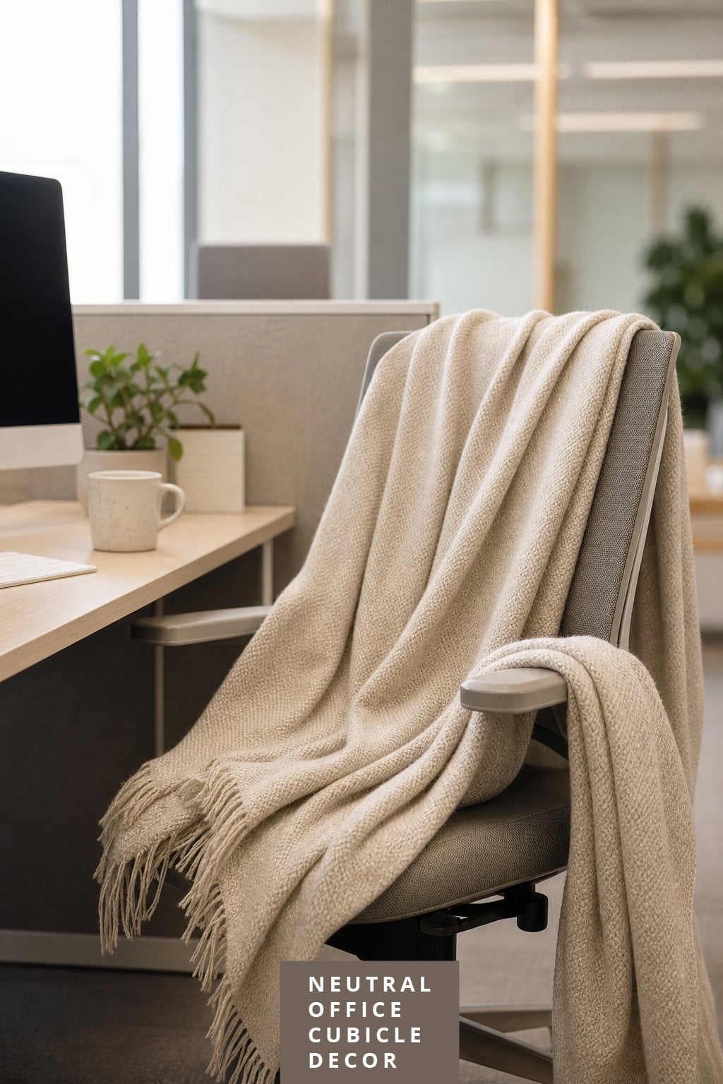 Neutral Office Cubicle Decor Idea 5 Cozy Throw Blanket