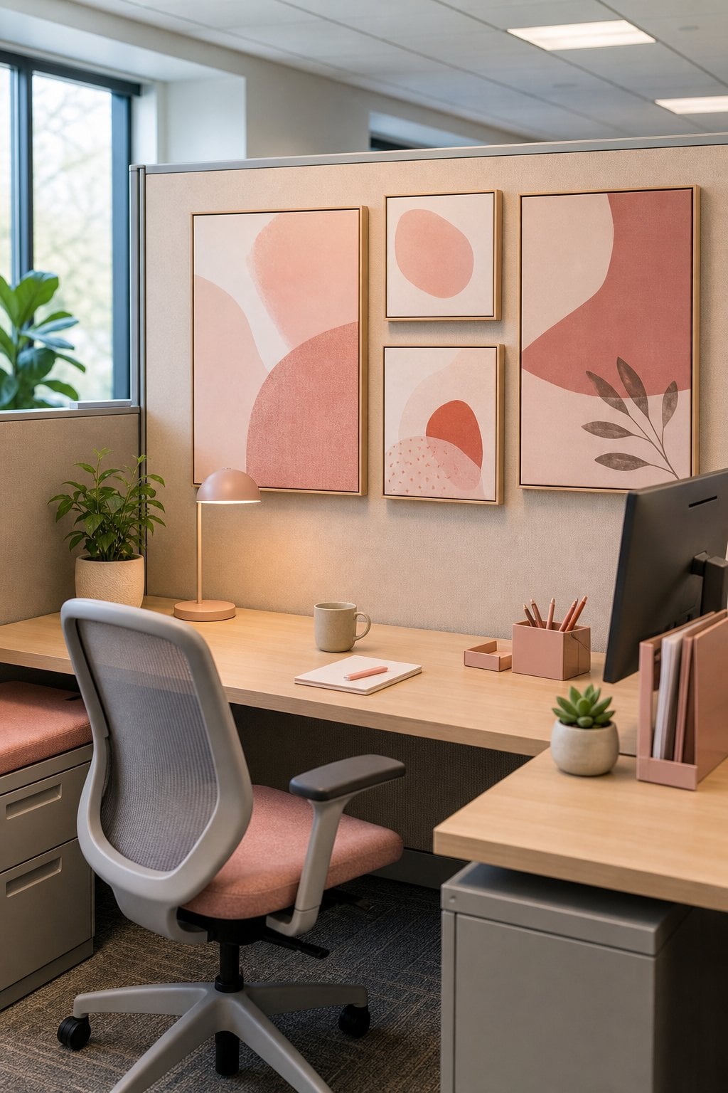 Pink Office Cubicle Decor Idea 3 Calming Wall Art