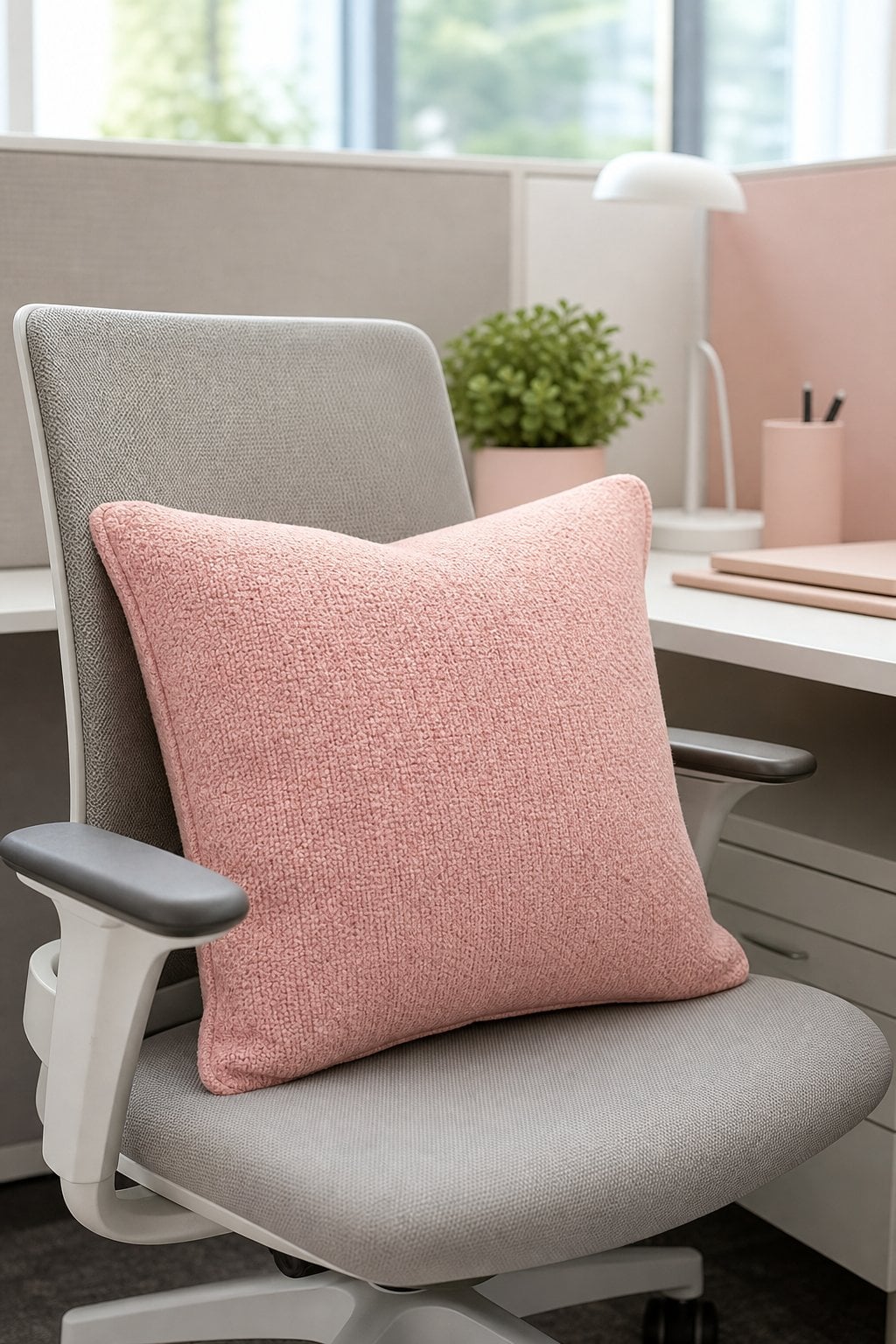 Pink Office Cubicle Decor Idea 5 Textured Chair Pillow