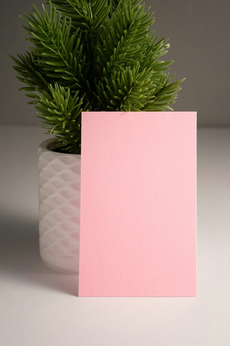 pink sticky note and plant