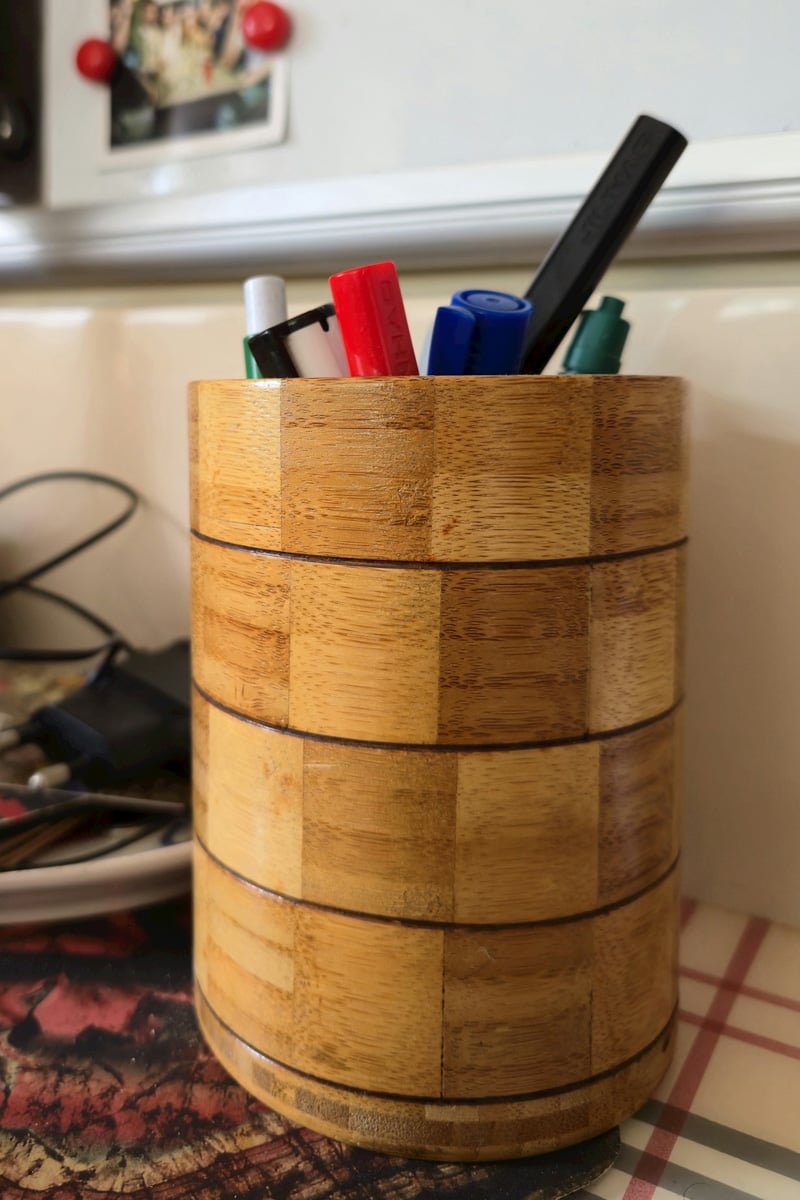 wooden pen cup