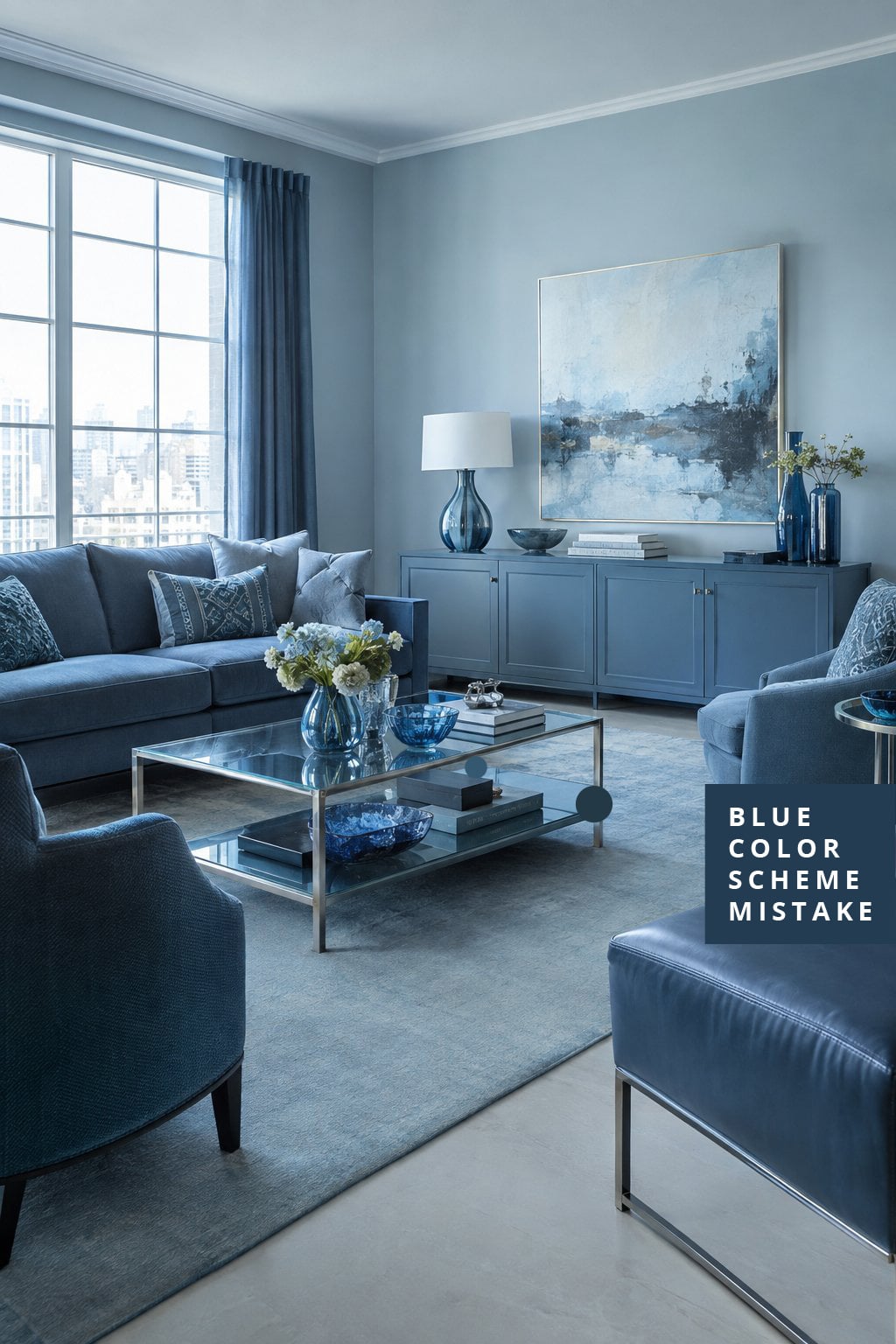 Blue Color Scheme Living Room Mistake 3 No Warm Wood