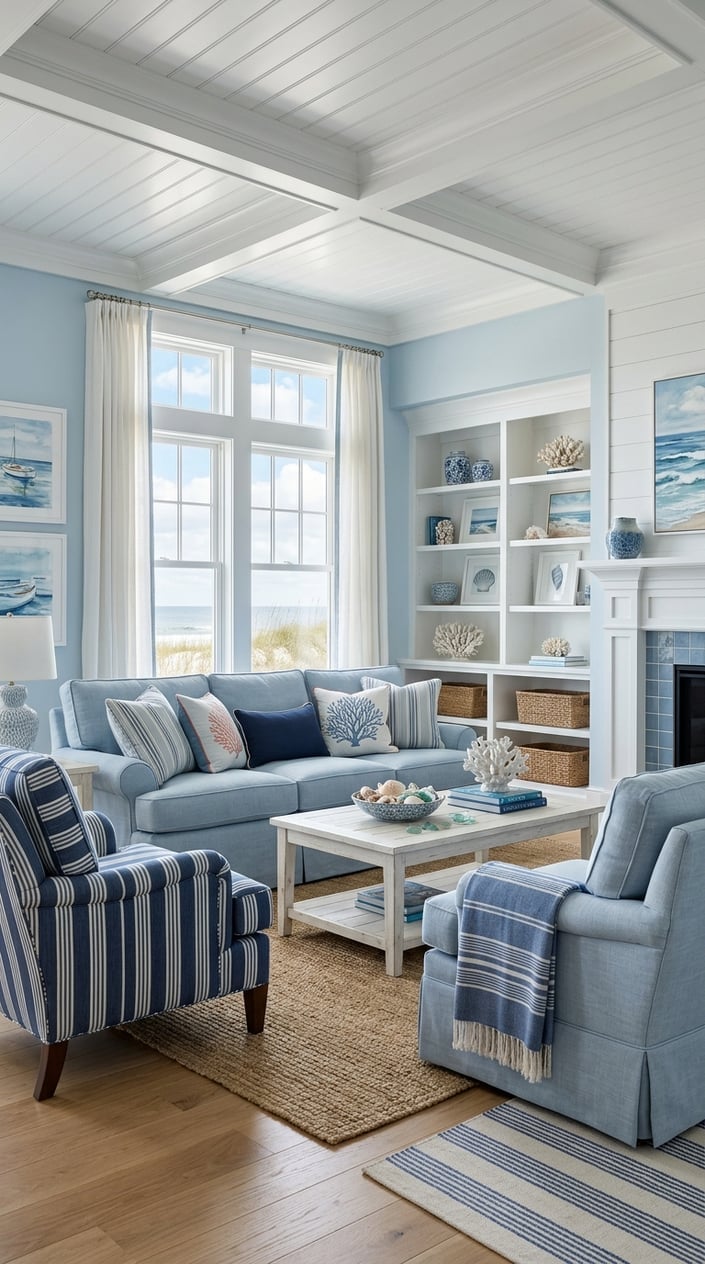 Blue Color Scheme Living Room Mistake 6 Cold Coastal