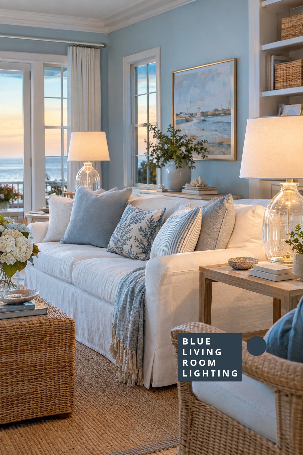 Blue Living Room Lighting Idea 5 Glass Lamp Lighting Coastal