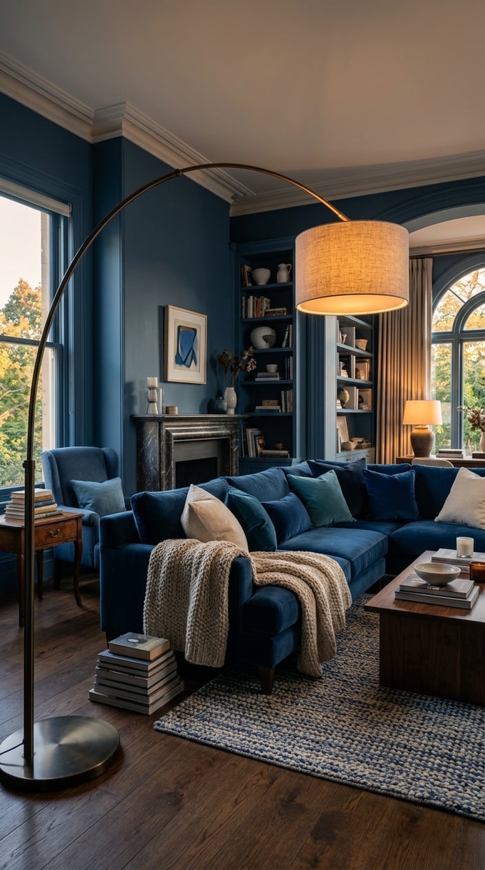 Blue Living Room Lighting Idea 6 Oversized Floor Lamp