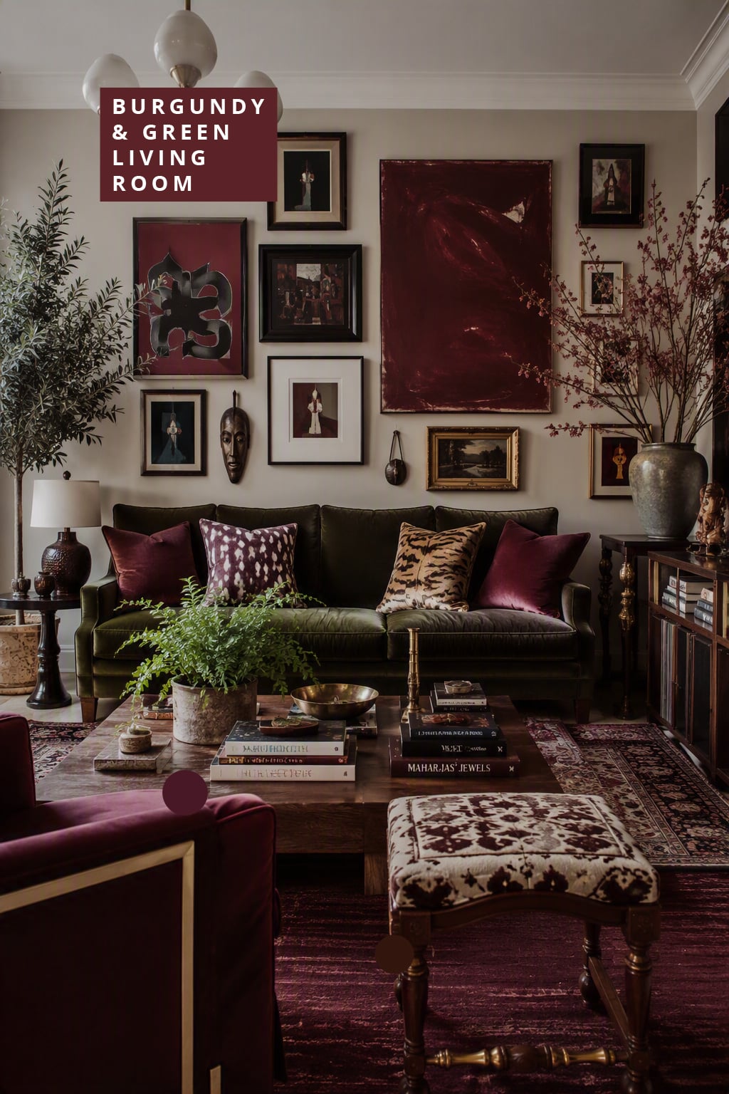 Burgundy and Green Living Room Idea 10 Modern Eclectic