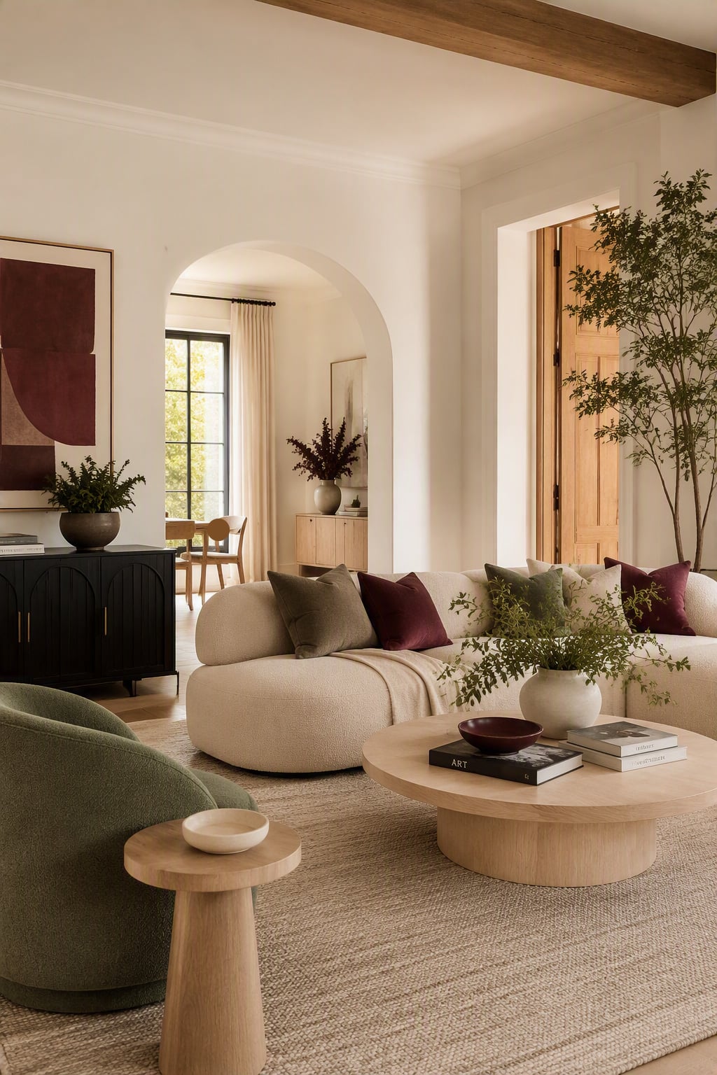 Burgundy and Green Living Room Idea 11 Soft Modern Neutral