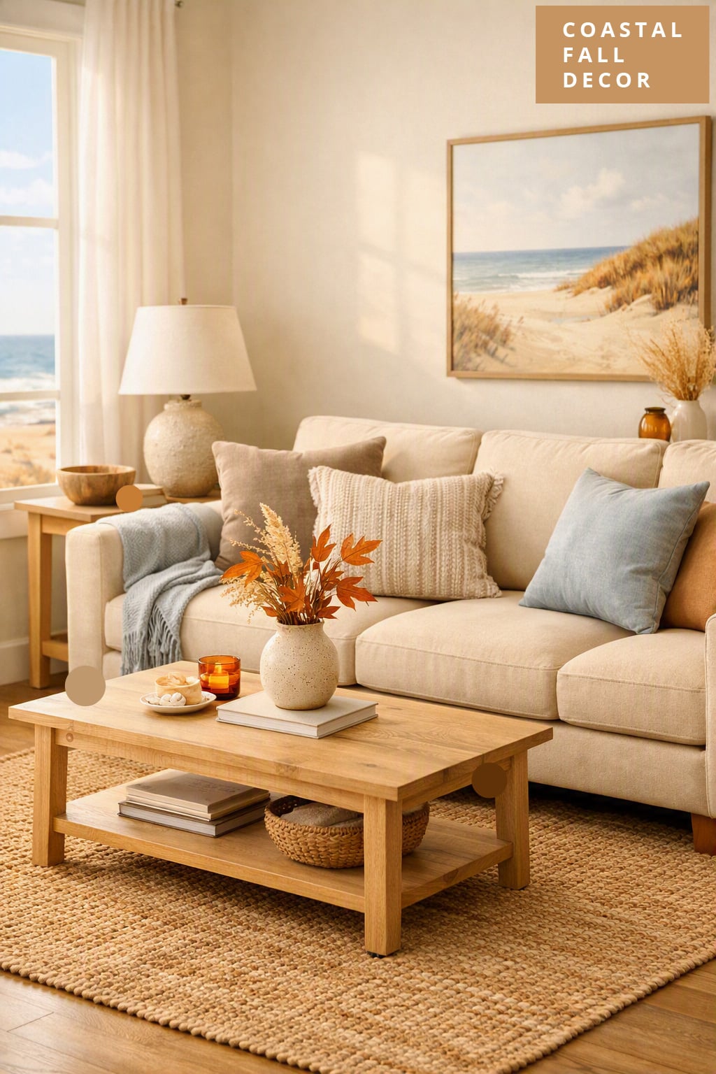 Coastal Fall Living Room Decor Idea 9 Sand Color Palette