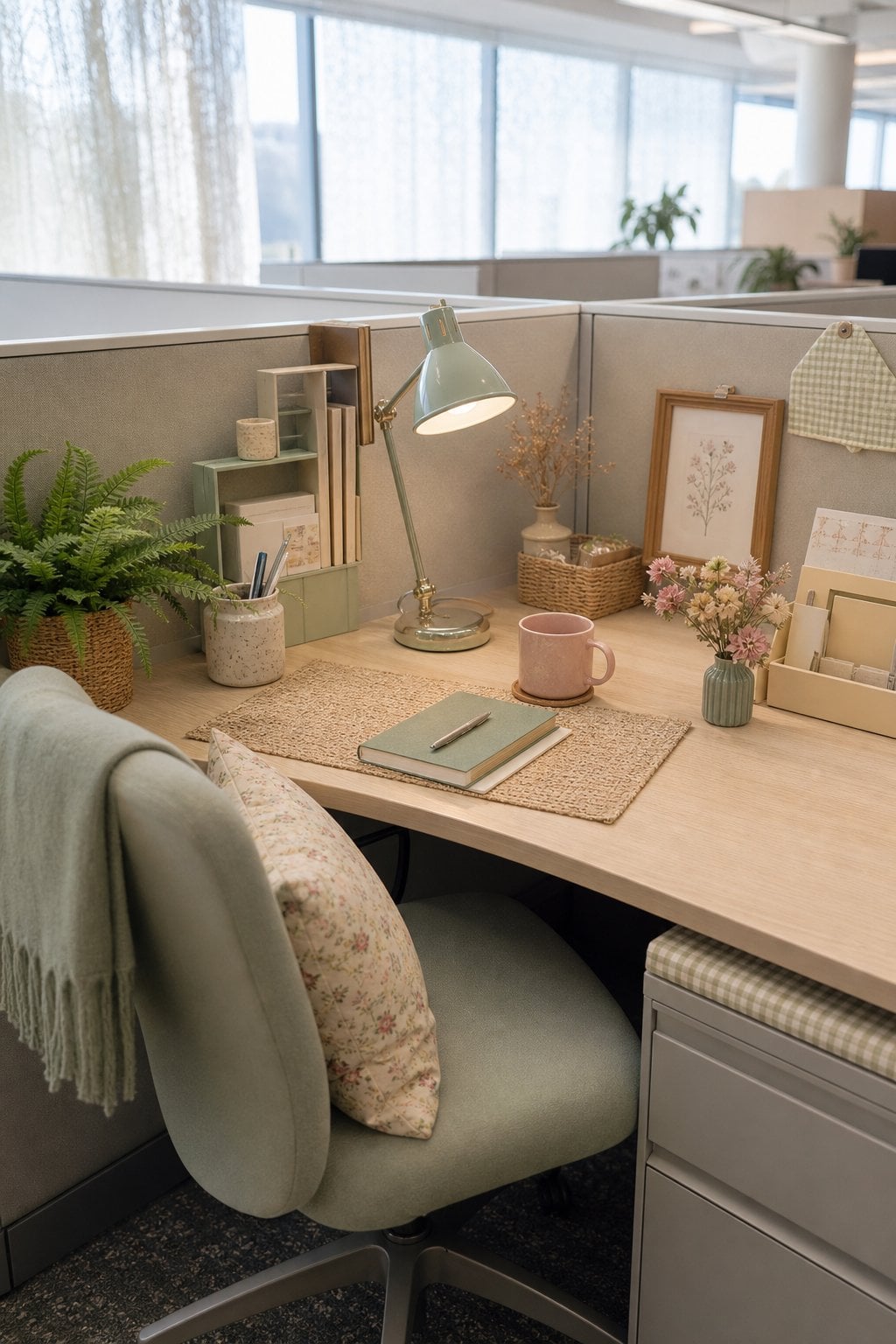 Cottagecore Office Cubicle Decor Idea 1 Soft Color Palette