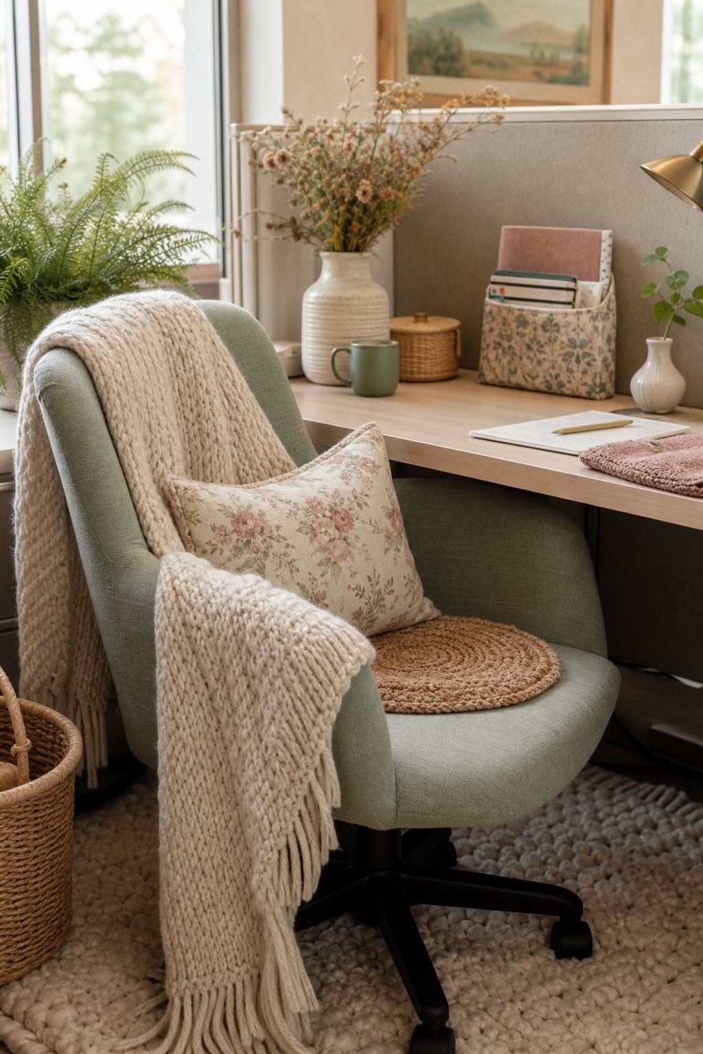 Cottagecore Office Cubicle Decor Idea 4 Cozy Textures