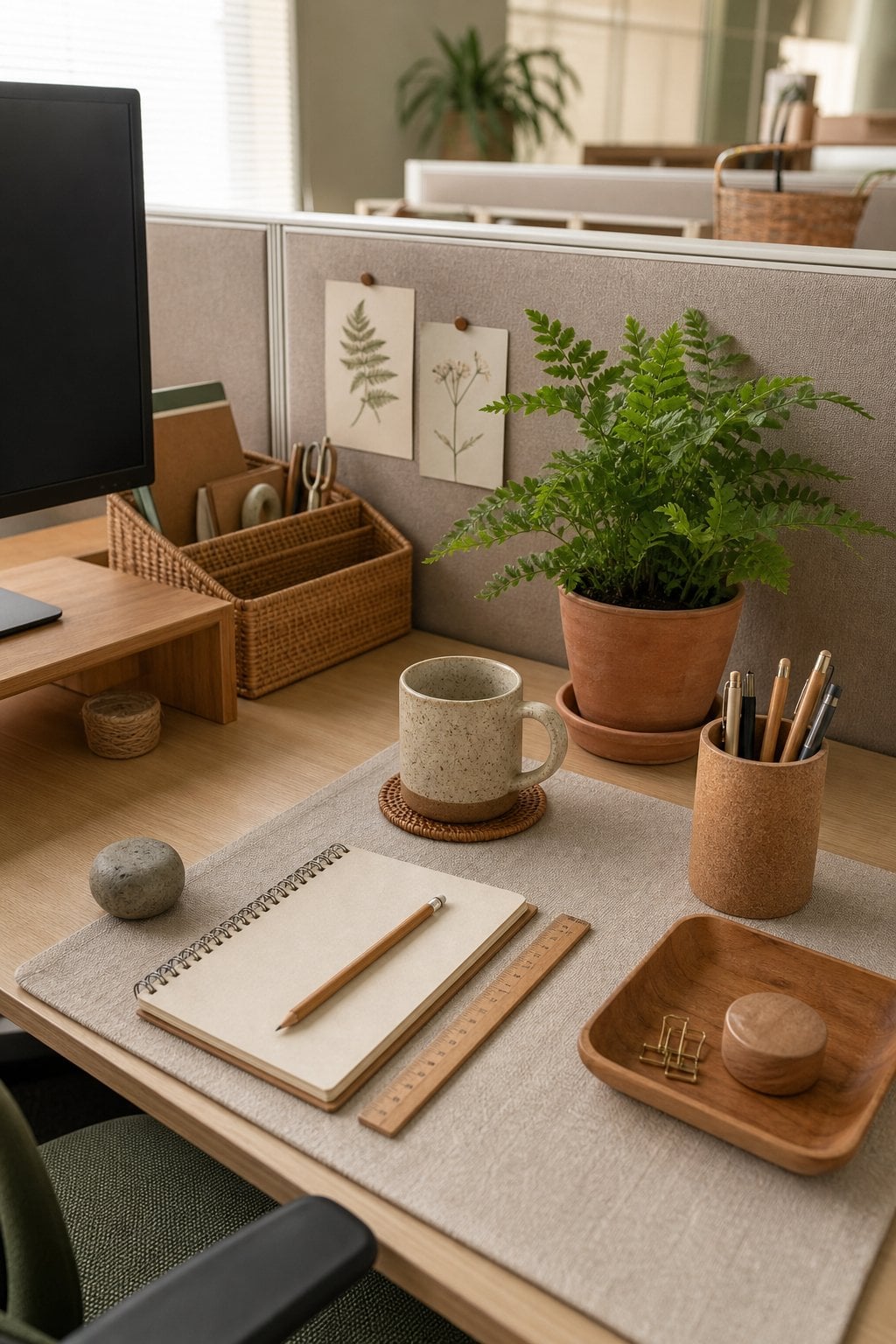 Cottagecore Office Cubicle Decor Idea 6 Natural Materials