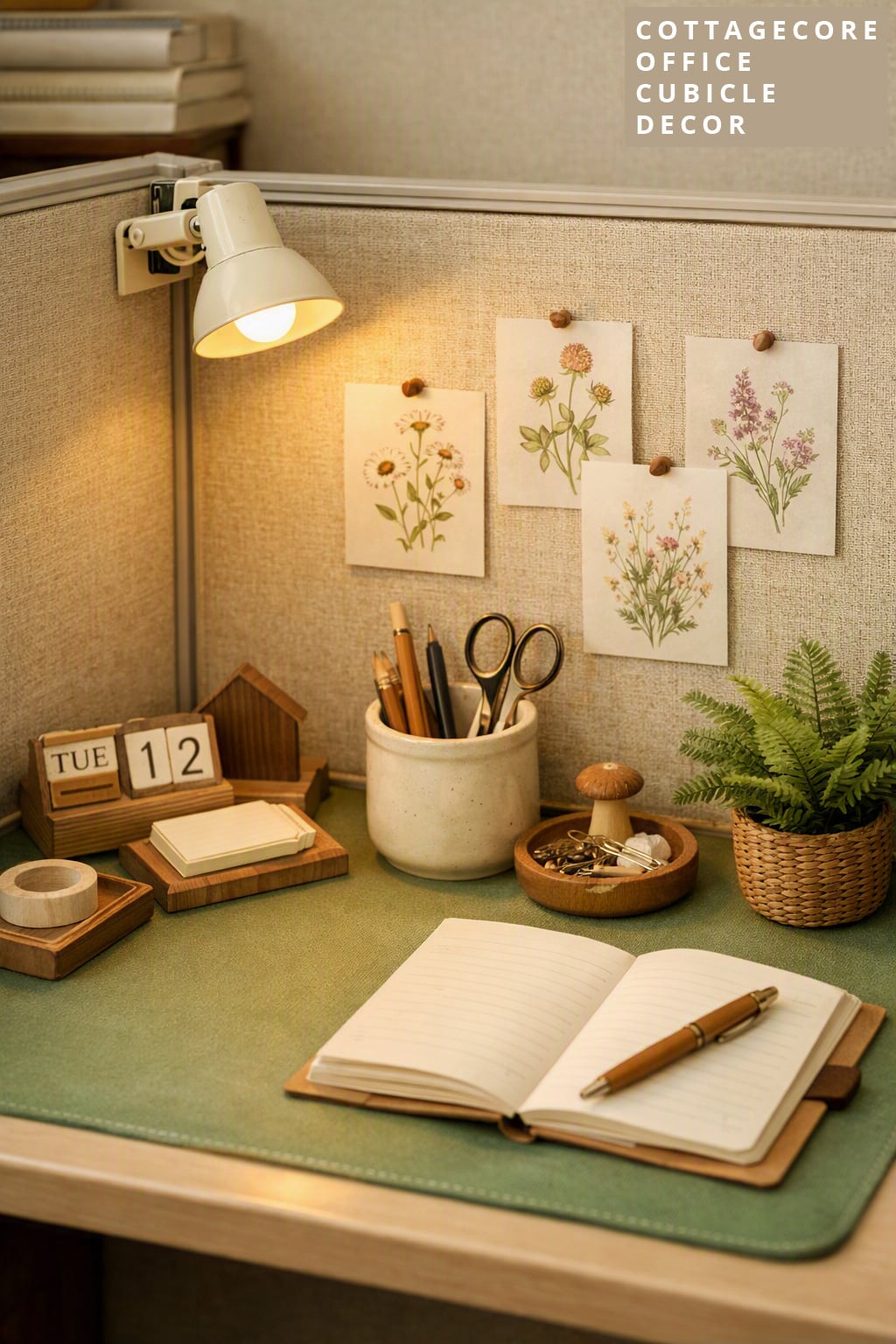 Cottagecore Office Cubicle Decor Idea 7 Warm Diffused Lighting