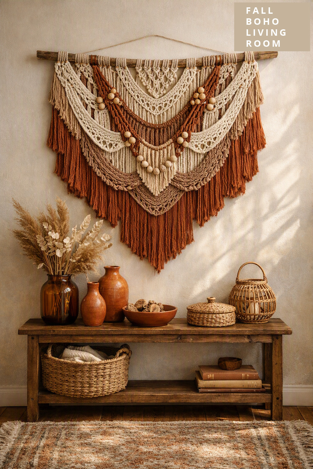 Fall Boho Living Room Decor Idea 9 Macrame