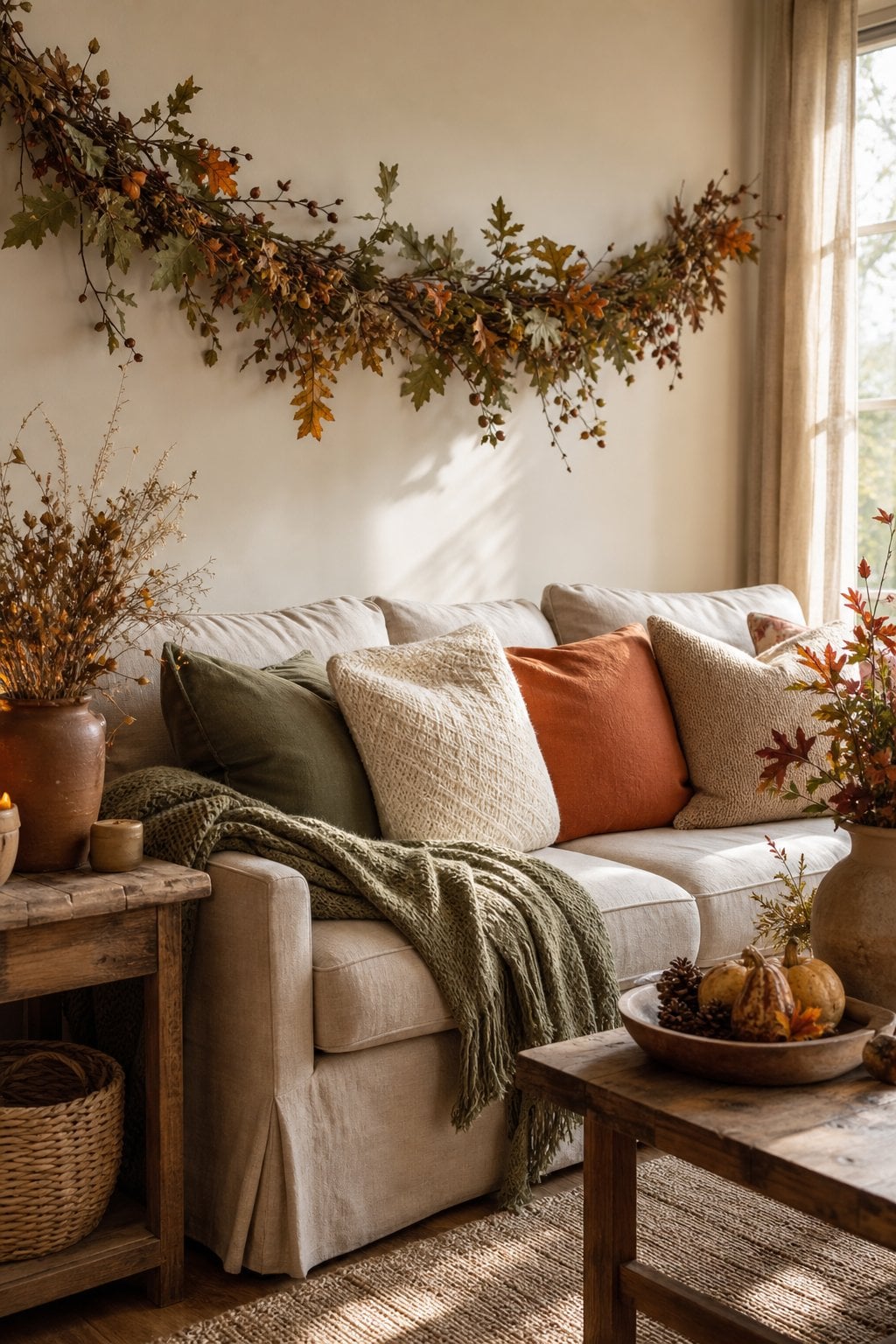 Fall Decor Ideas Cottagecore Living Room 1 Woodland Garland