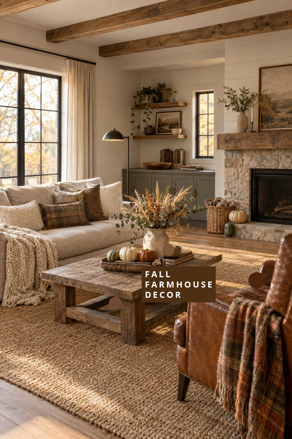 Fall Farmhouse Living Room Decor Idea 2 Modern Rustic Mixes