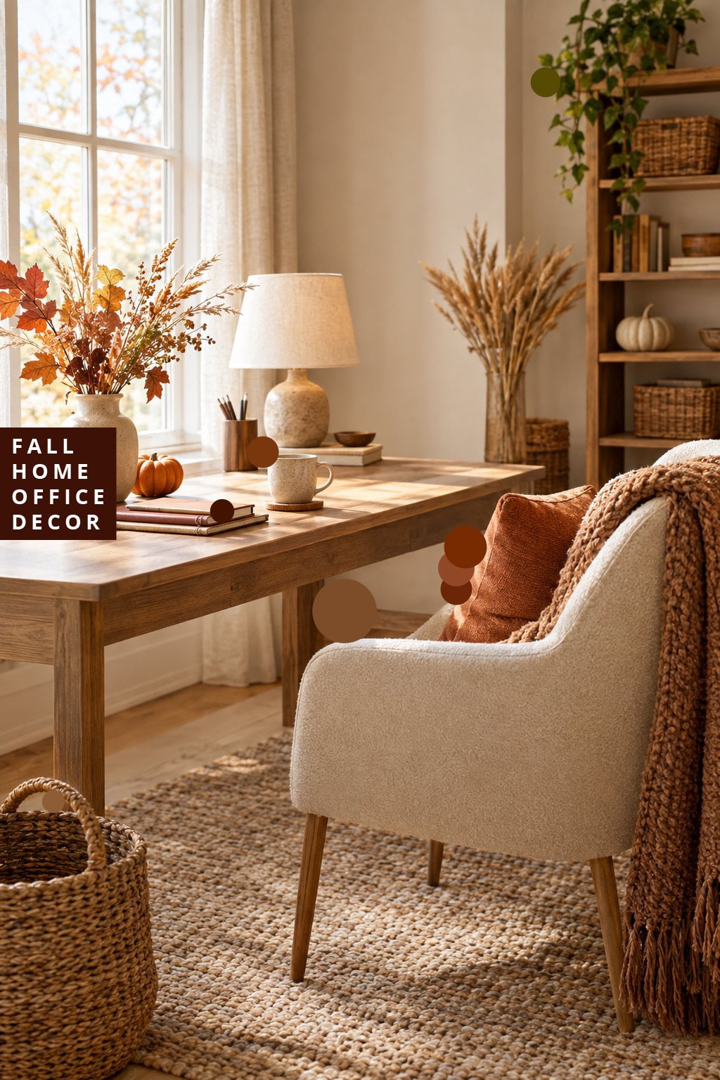 Fall Home Office Decor Idea 1 Warm Colors Autumn Textures
