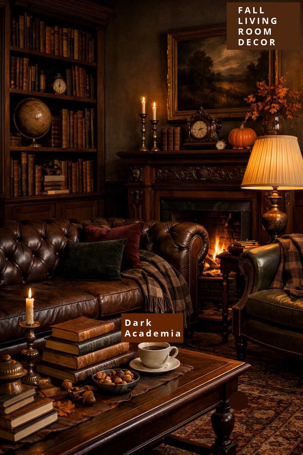 Fall Living Room Decor Idea 15 Dark Academia