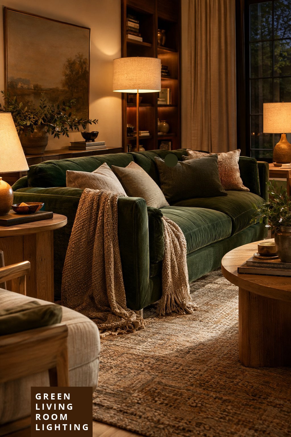 Green Living Room Lighting Idea 2 Green Couch
