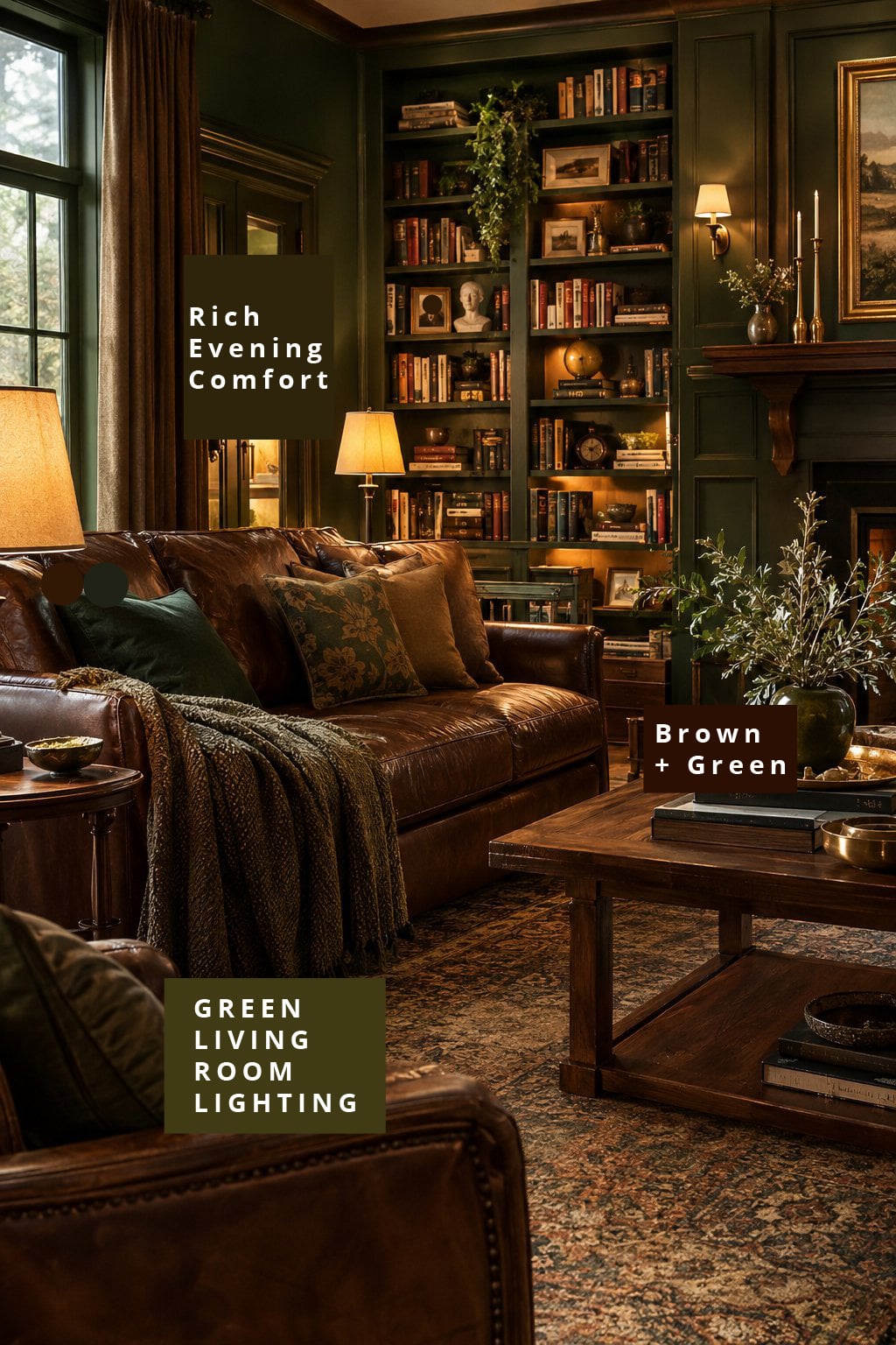 Green Living Room Lighting Idea 6 Brown and Green