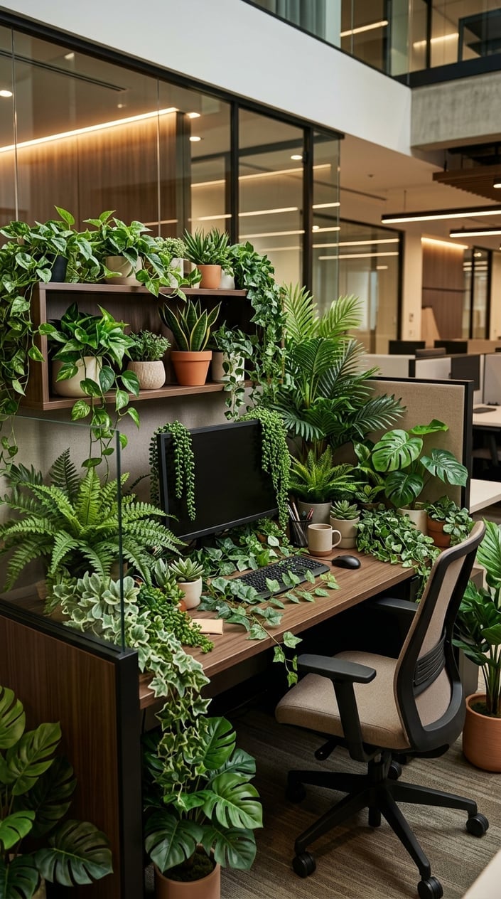 Office Cubicle Artificial Plant Decor Mistake 10 Too Many Plants