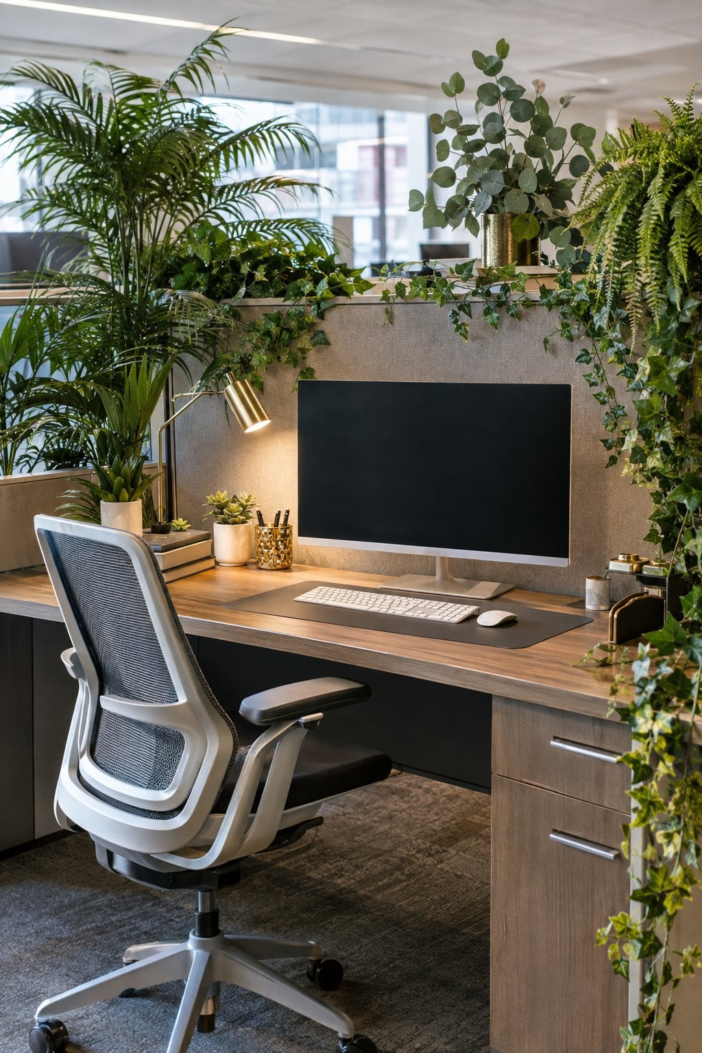 Office Cubicle Artificial Plant Decor Mistake 2 Different Plant Styles