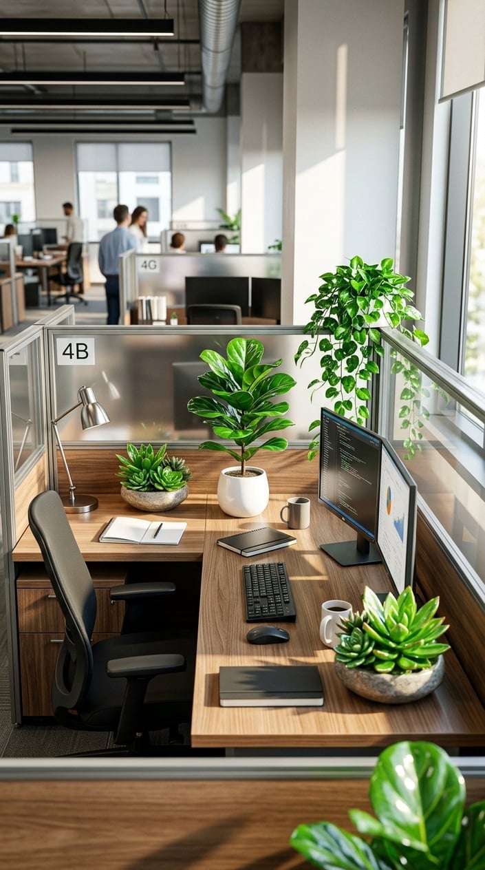 Office Cubicle Artificial Plant Decor Mistake 5 Shiny Green Plastic Plants