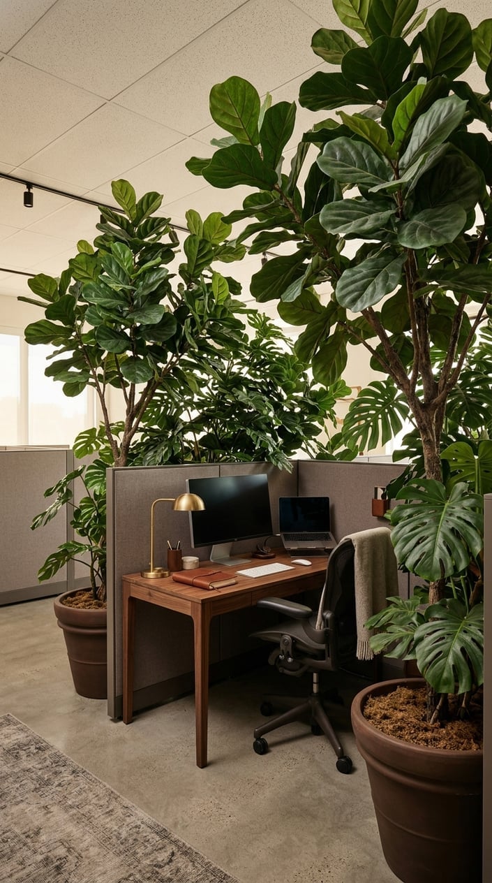 Office Cubicle Artificial Plant Decor Mistake 7 Oversized Faux Trees